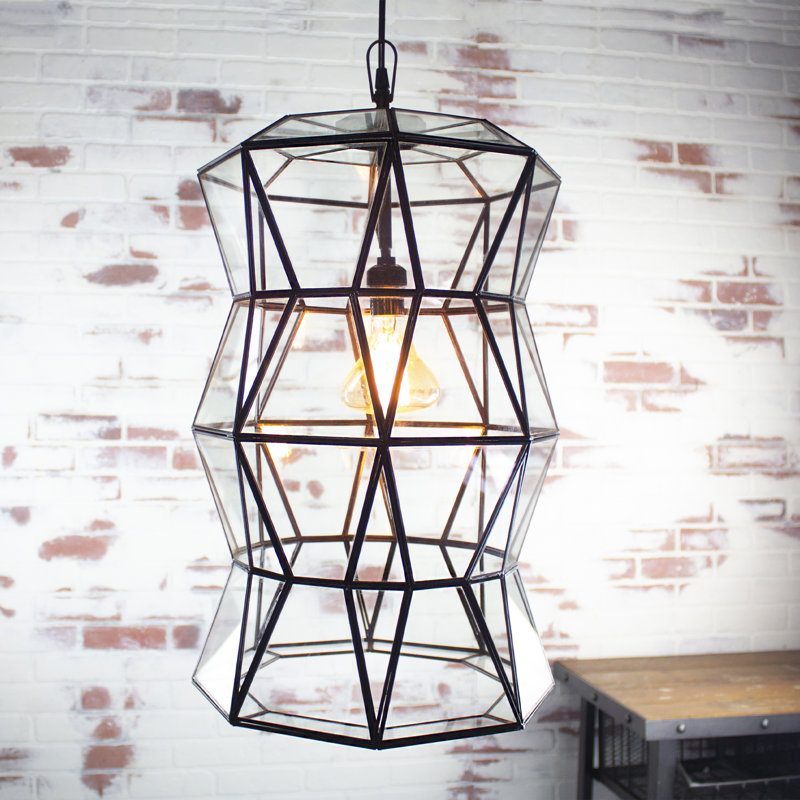Luminaire suspendu Hunter en verre transparent