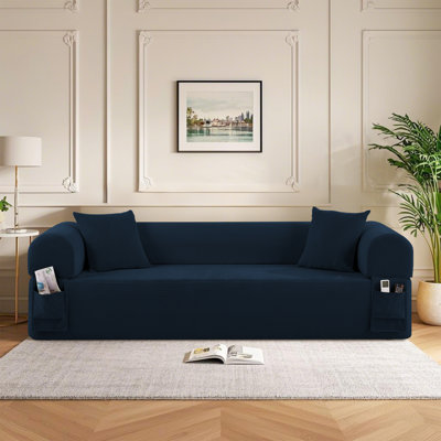 Floor Sofa Sofa-in-a-Box, No Installation & Easy to Transport Memory Foam With Individual Pocket Springs Seat Comfy Sofa Couch with 2 Matching Pillows, Couch for Living Room or Bedroom