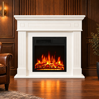 43.3''W Electric Fireplace & Mantel Package 1500W Wooden Surround Firebox Freestanding for TVs up to 55"