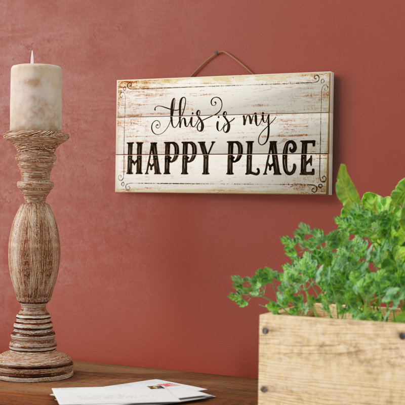 Décoration murale en bois à palette horizontale "this is my happy place"