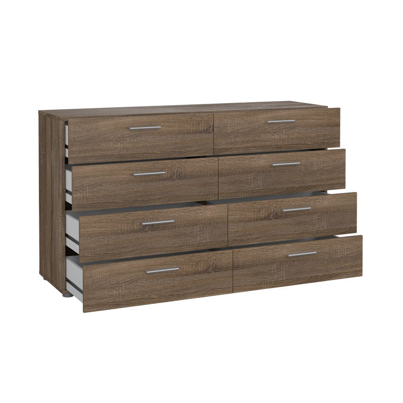 Gianna 8 Drawer 55.12" W Double Dresser, Truffle