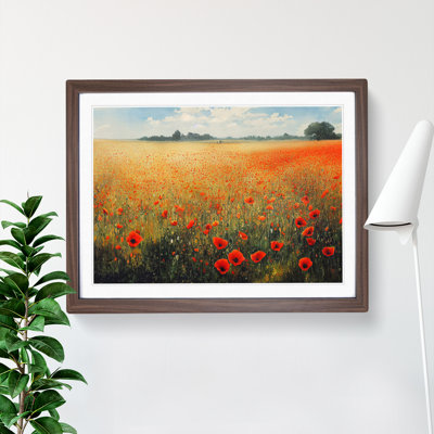 Poppy Field Watercolour 1 Piece Single Picture Frame Wall Art