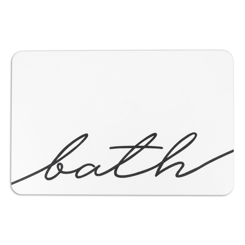 Non-Slip Bath Mat, White/Black