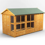 Powersheds 12 x 6ft Timber Tongue & Groove Apex Potting Shed Combi (includes 4ft Side Store)