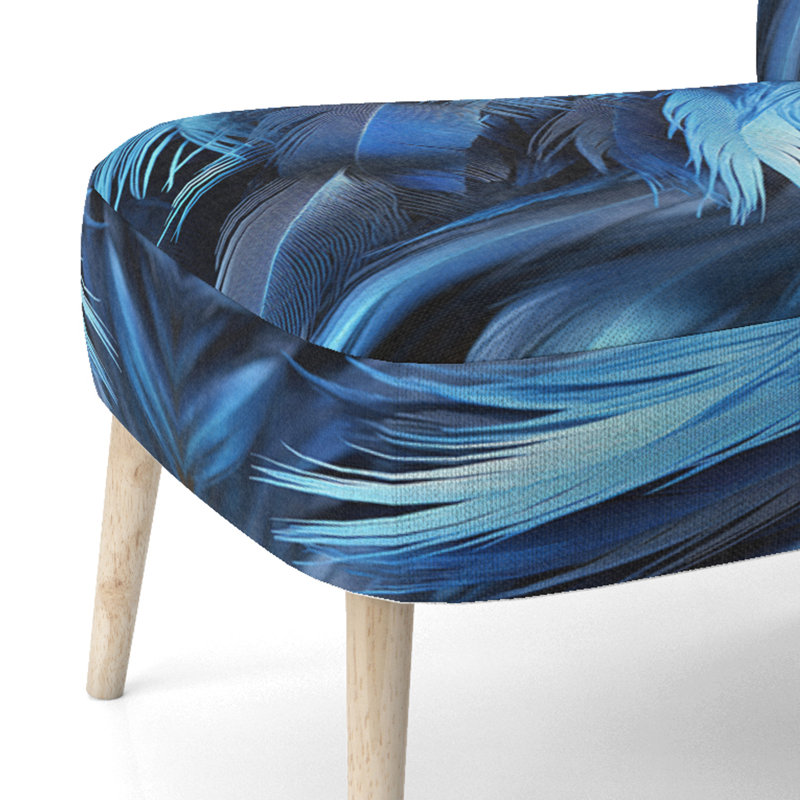 Blue Feathers Of Light I - Chaise d'appoint rembourrée Boho, chaise d'appoint Boho Feathers