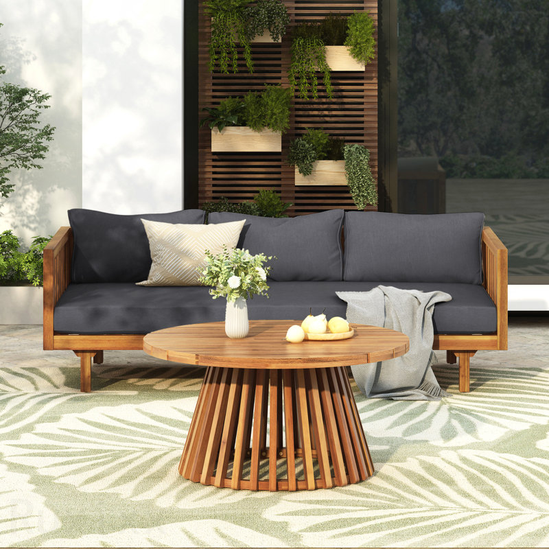 Table basse d'extérieur 3 places, Gris foncé