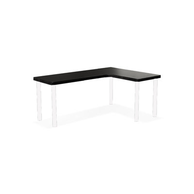 Bureau noir en bois massif en forme de L