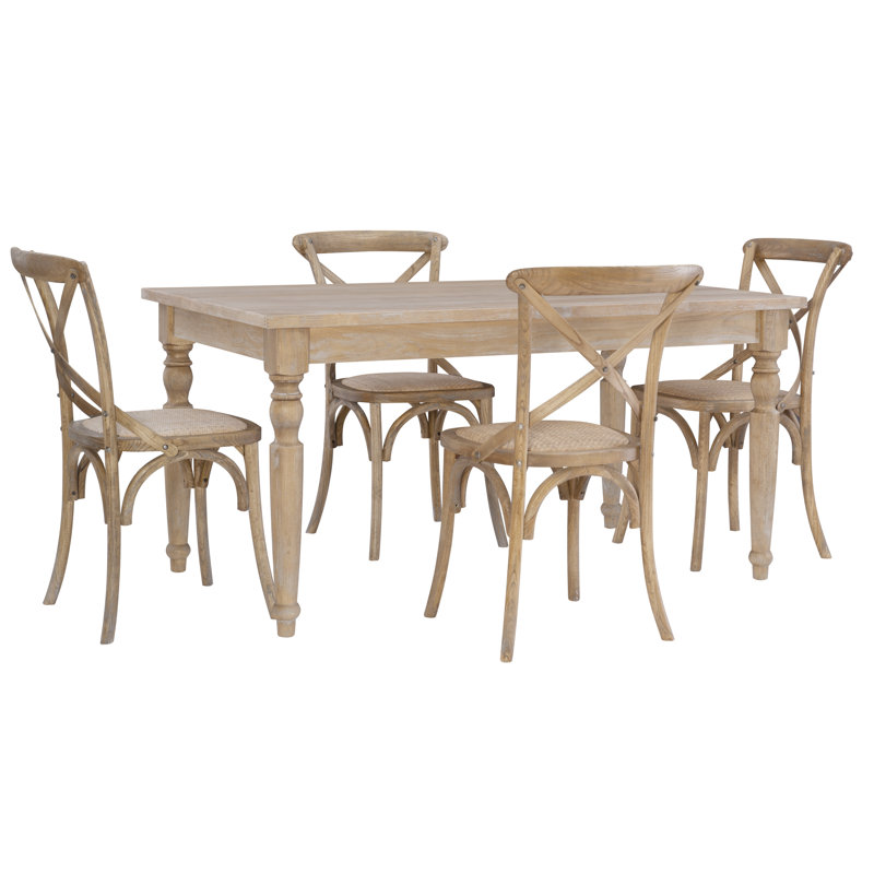 Colisha 5 Piece Solid Wood Dining Set