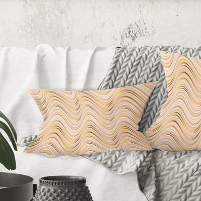 Abstract Luxury Beige Waves - Mid-Century ModernPrinted Throw Pillow