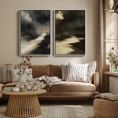 Art mural encadré, rétro, antique, classique pour chambre à coucher - 16 po x 24 po x 2 panneaux