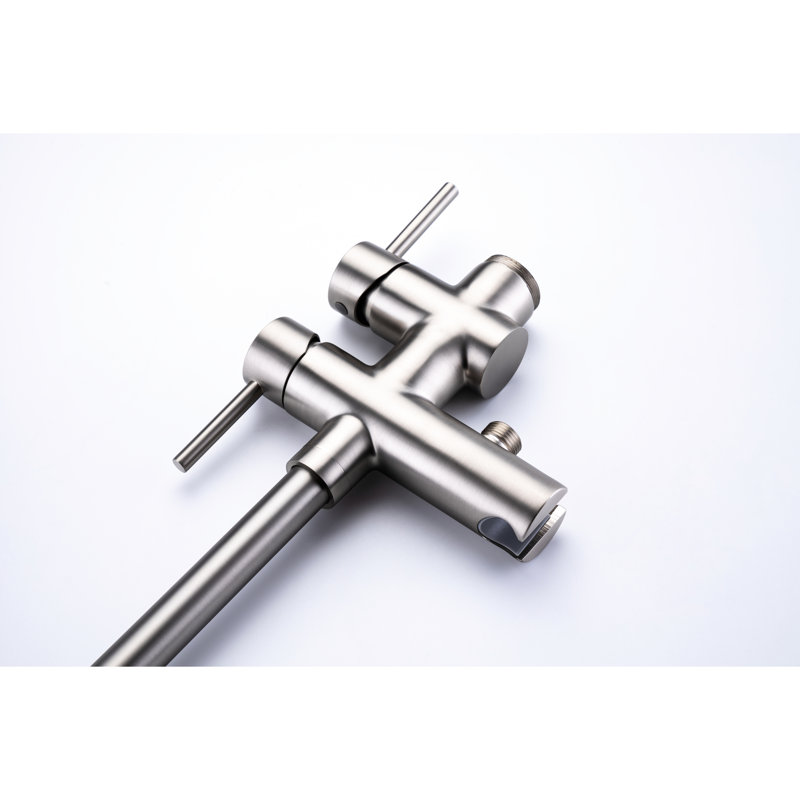 Brushed Nickel Tub Filler With 360-Degree Rotation And Material Freestanding In Solid Brass Movement Hand Shower