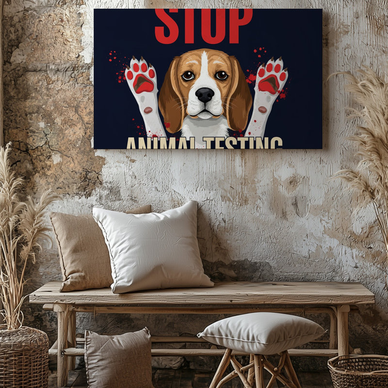 Toile, une illustration stylisée présente un art mural Beagle brun et blanc avec de grands yeux expressifs qui brillent