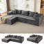Lit confortable en forme de L de 106 po avec méridienne orientée vers la gauche et siège moelleux, canapé modulaire Cloud sans assemblage pour le salon, gris foncé-316374935