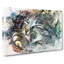 Cat Licking Its Paw In Abstract - Wrapped Canvas Painting-55314110