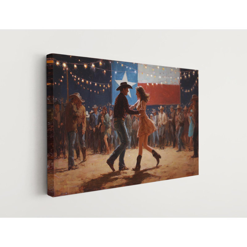 «Texas Dance Night», reproduction d'art sur toile, Cowboy de l'Ouest, musique rustique, H 12 po x l 18 po