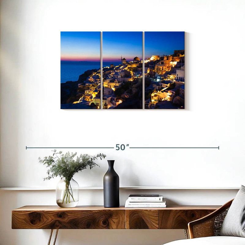 Gillard Santorini au coucher du soleil, H 20 po x l 33 po