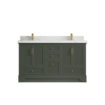 Alys 60'' Free Standing Double Bathroom Vanity with Quartz Top (Pulls Option) -  Willow Collections, ALS_PGN_CA_LZ_60D