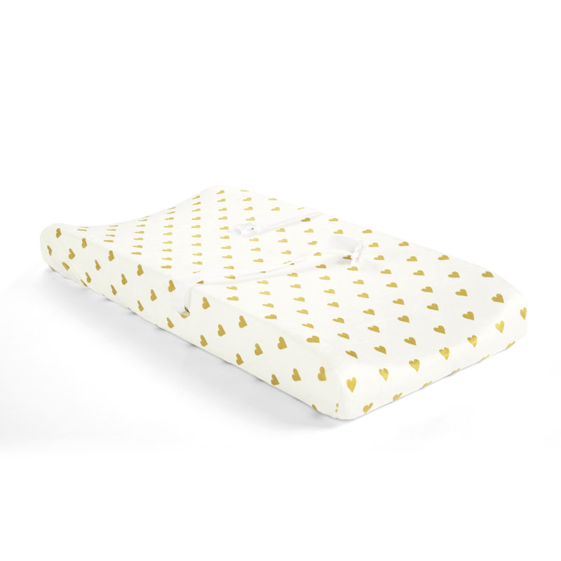 Housse de matelas à langer à motif de cœurs métalliques, 52 po x 28 po