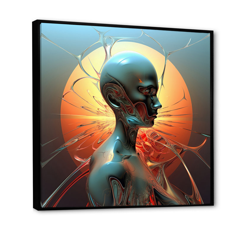 A.I. «Robot Dreams Of Singularity I» sur impression sur toile, H 30 po x l 30 po x P 1 po, Cadre flottant noir