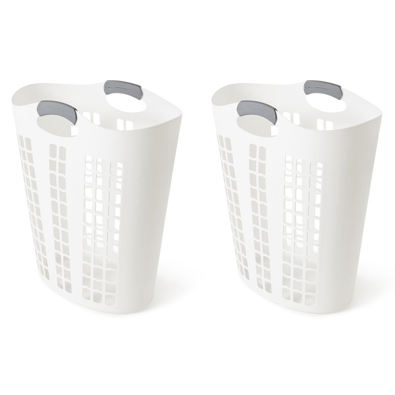 Panier à linge en plastique de 87 L Grace Living Easy Carry Flex, blanc (paquet de 2)