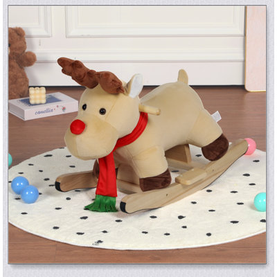 Cheval à bascule pour enfants avec grelots, tissu moelleux doux et ceinture de sécurité pour enfants de 1 à 3 ans, certifié PCC