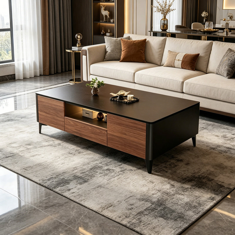 Table basse moderne avec tiroir de rangement, H 17,32 po x L 47,24 po x l 23,62 po