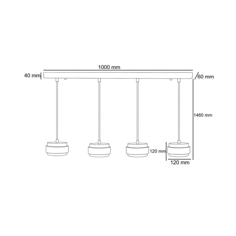 Lustre, 123 V, Quatre lumières