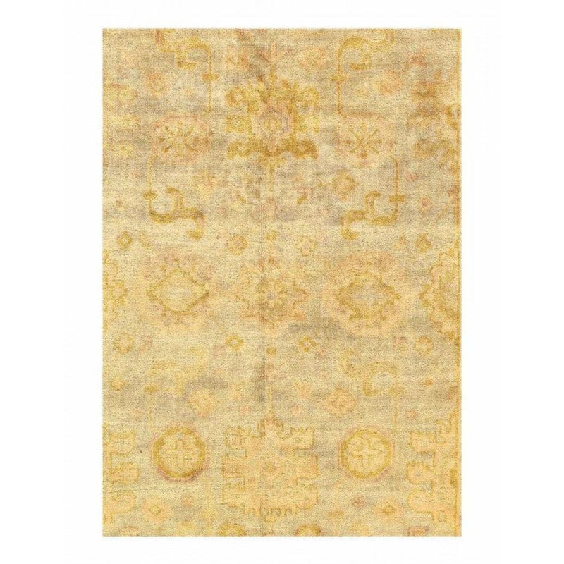 Tapis rose en laine / coton rectangulaire sans motif à la main 6 pi x 9 pi