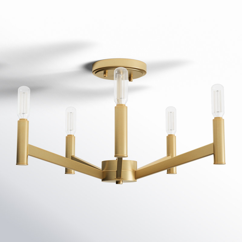 Vector 5 - Light Semi Flush Mount, Satin Brass