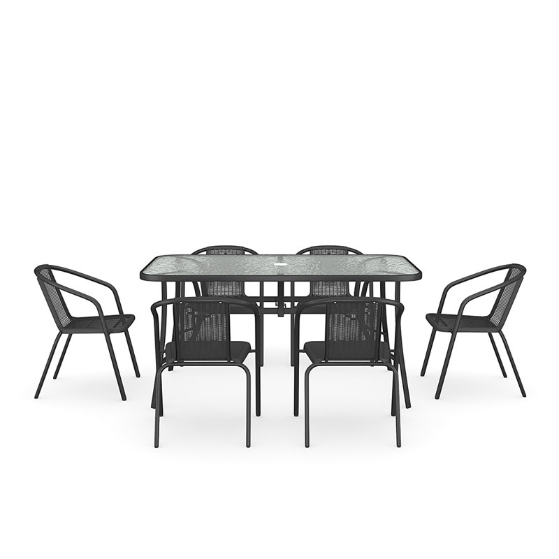 Jytte Rectangular 6 - Person Dining Set, 120cm, Black