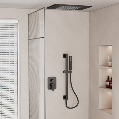 Camino 20"X14" Flush-Mount Rainfall Complete Shower System with Silde Bar and 64 Colors LED