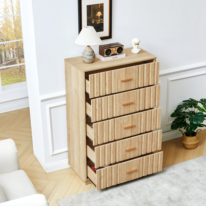 5 Drawer Dresser Chests Storage, Natural