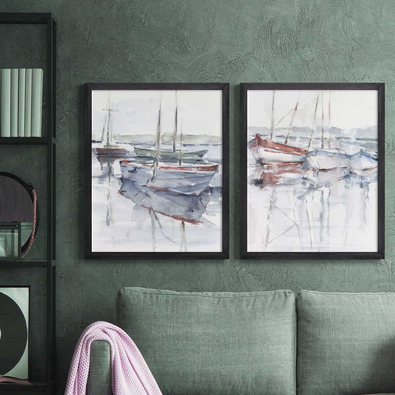 Watercolor Harbor Study I, toile encadrée de qualité supérieure - prête à être accrochée