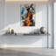 Art mural sur toile encadré 24 po x 36 po, musicien de jazz abstrait jouant de la contrebasse, peinture expressionniste moderne, grande décoration murale de musique pour le salon, la chambre et le bureau