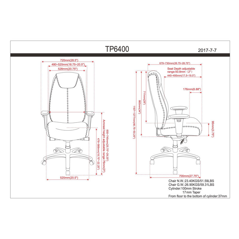 Black Adjustable Fabric Task Chair with Swivel Arms