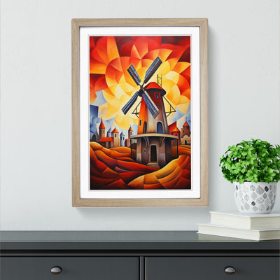 Windmill Cubism Art - Framed Print