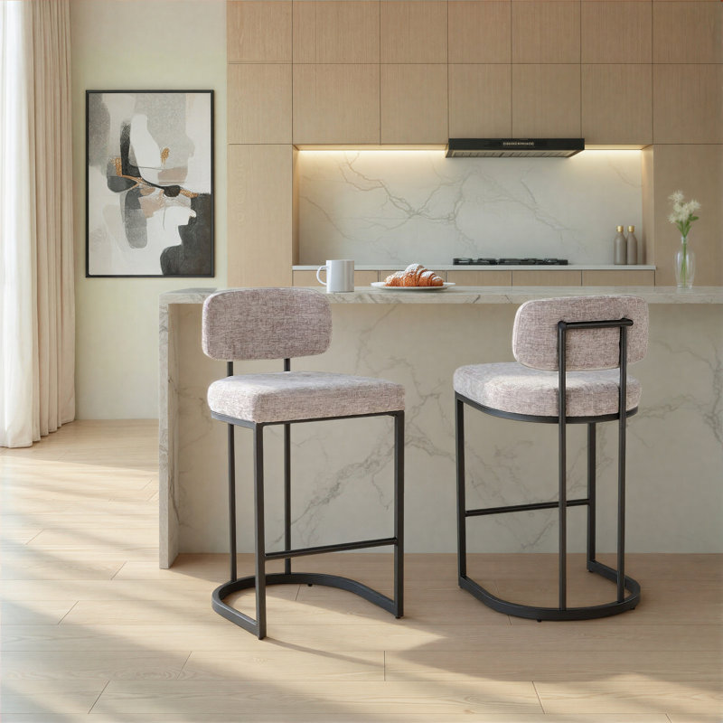 Tabouret de comptoir à hauteur fixe, Gris, Black