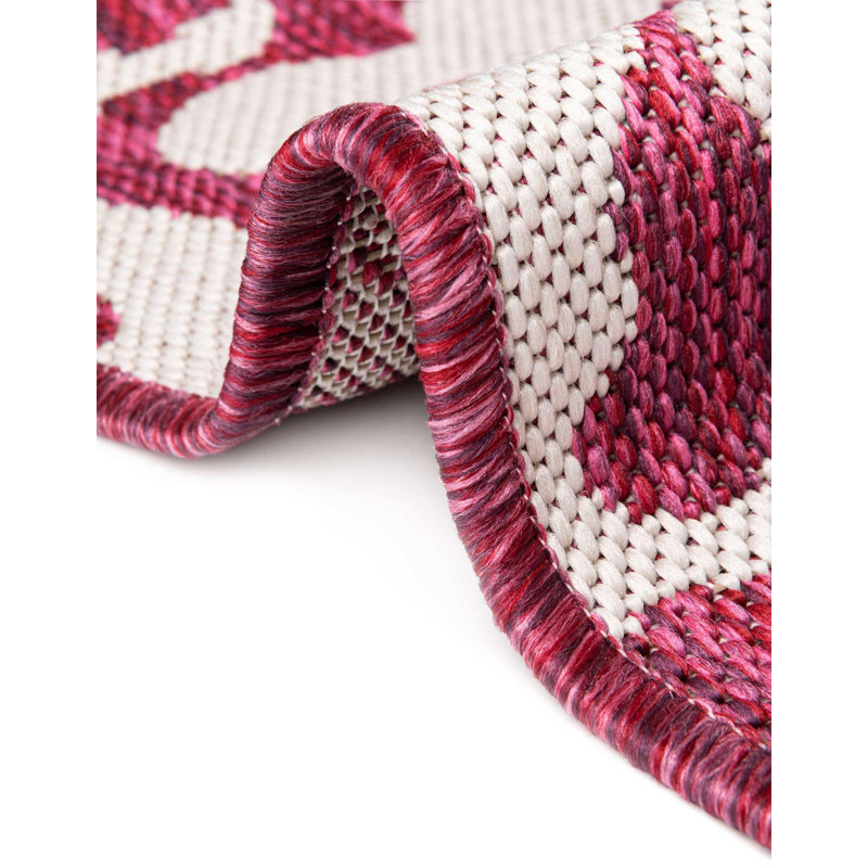 Tapis intérieur / extérieur magenta / ivoire, Rectangle 9 pi x 12 pi