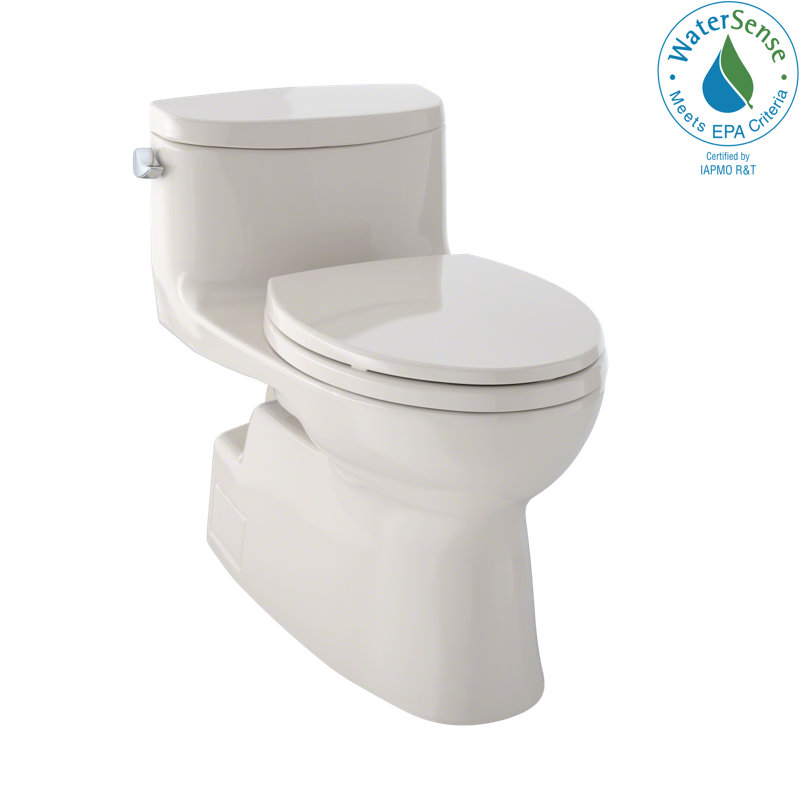 Carolina® II 1.28 GPF Water Efficient Elongated One-Piece Toilet (Seat Included), Bone