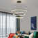 Modern LED Pendant Light, 3 Ring Dimmable LED Pendant Light With Remote Control, Round Recessed High Ceiling Light Fixture