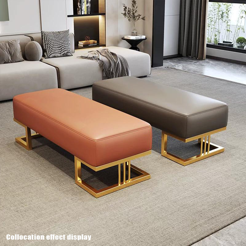 Banc rembourré gris, Orange