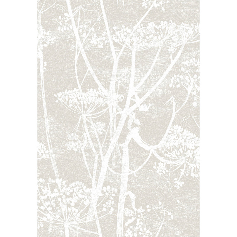 Cow Parsley Floral Wallpaper Roll, Linen/White
