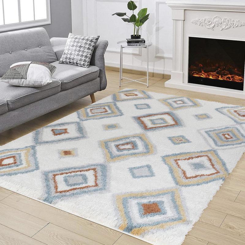 Tapis ivoire à poils longs Loft, Rectangle 5 pi 3 po x 7 pi