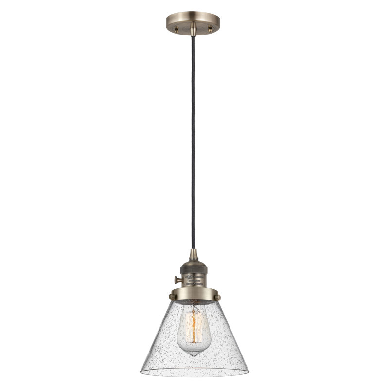 Luminaire suspendu en forme de globe à 1 lumière Angjelina, H 129,13 po x l 7,75 po x P 7,75 po, Laiton antique, DEL