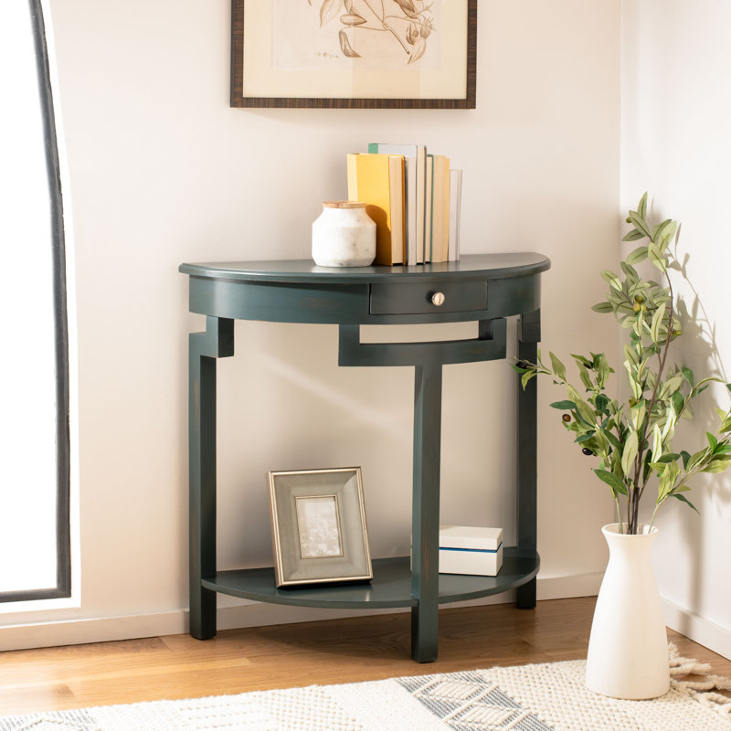 Evangelyne 31.9'' Solid Wood Console Table, Steel Teal
