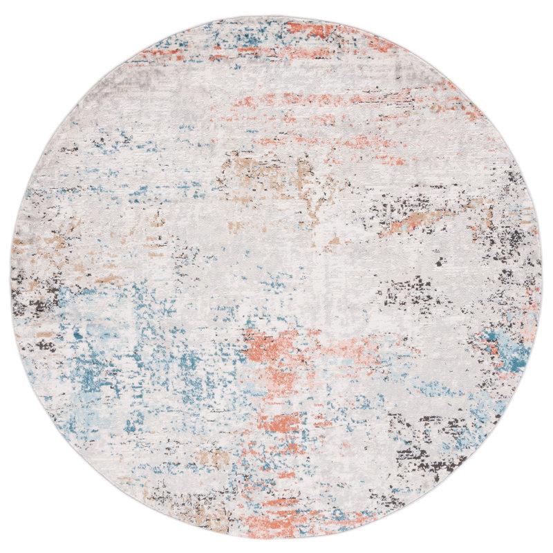 Tapis gris / rose Cheriton, Rond 6 pi 7 po