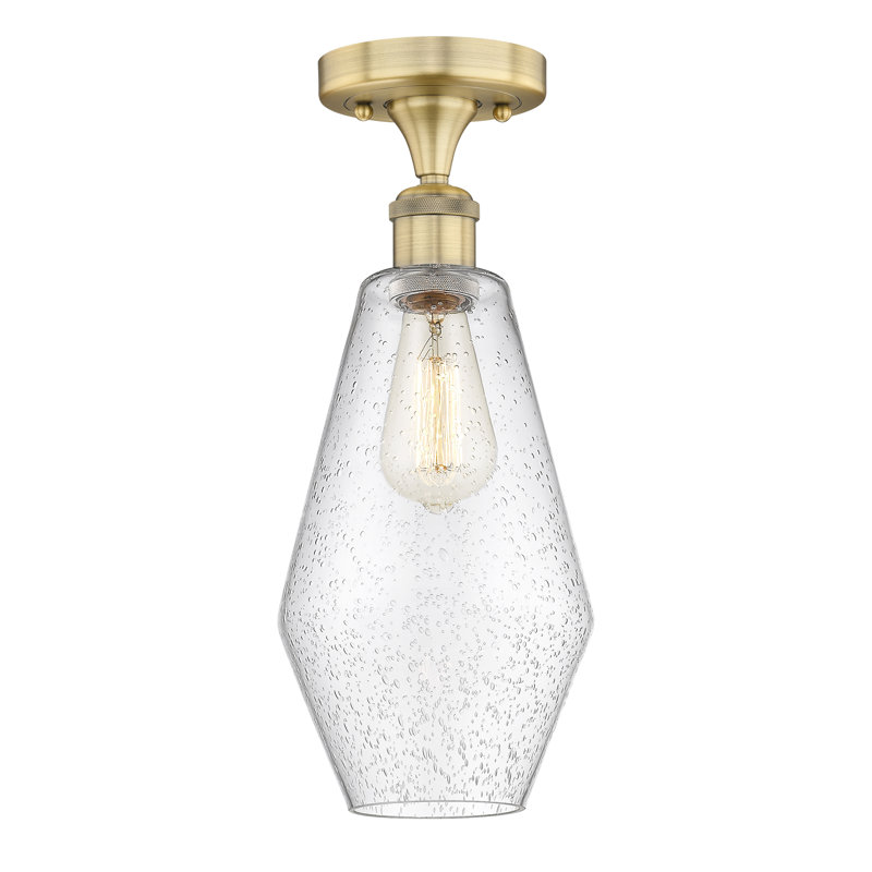 Plafonnier semi-encastré en verre Amylea, Laiton brossé