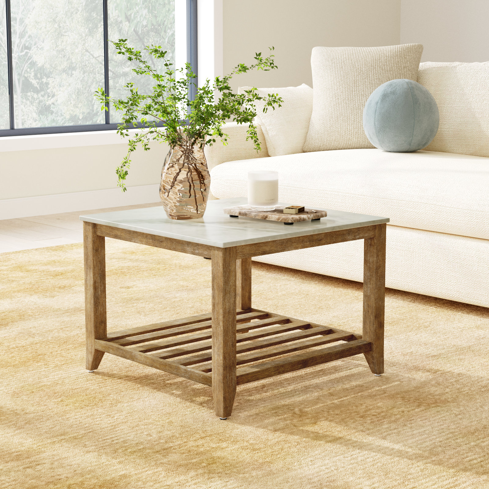 Leticia 24" Genuine Marble Coffee Table