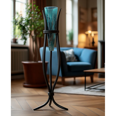 Petit vase de sol Milan avec verre peint turquoise