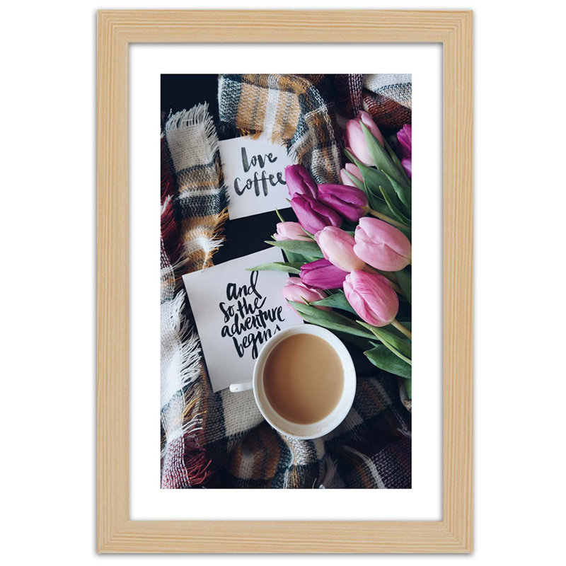 Coffee Tulip Flowers Nature - Single Picture Frame Print, 100cm H x 70cm W, Light Brown